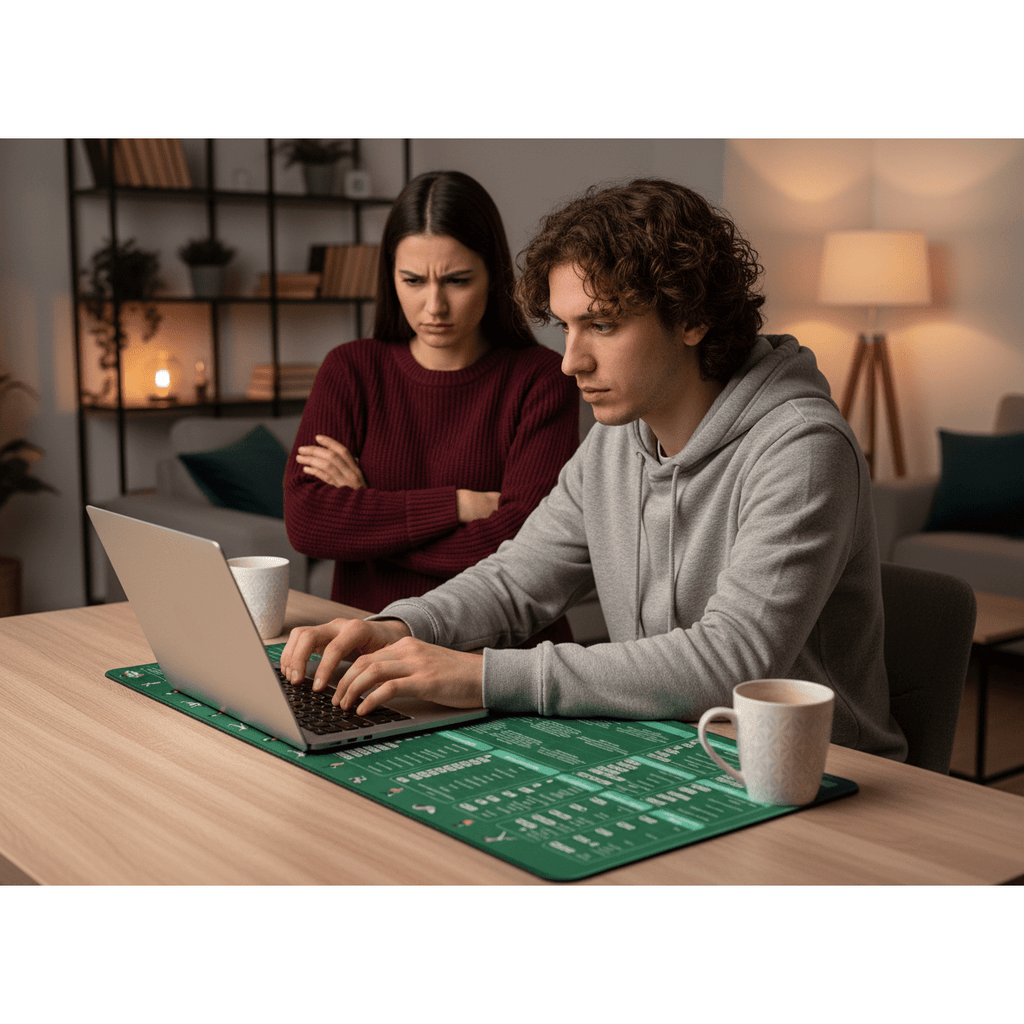 Deskmat Mousepad Excel Cu Mirela, Formule Optiuni si Scurtaturi Excel, Margini Cusute, Dimensiuni 800mm X 300MM - Excel cu Mirela Store