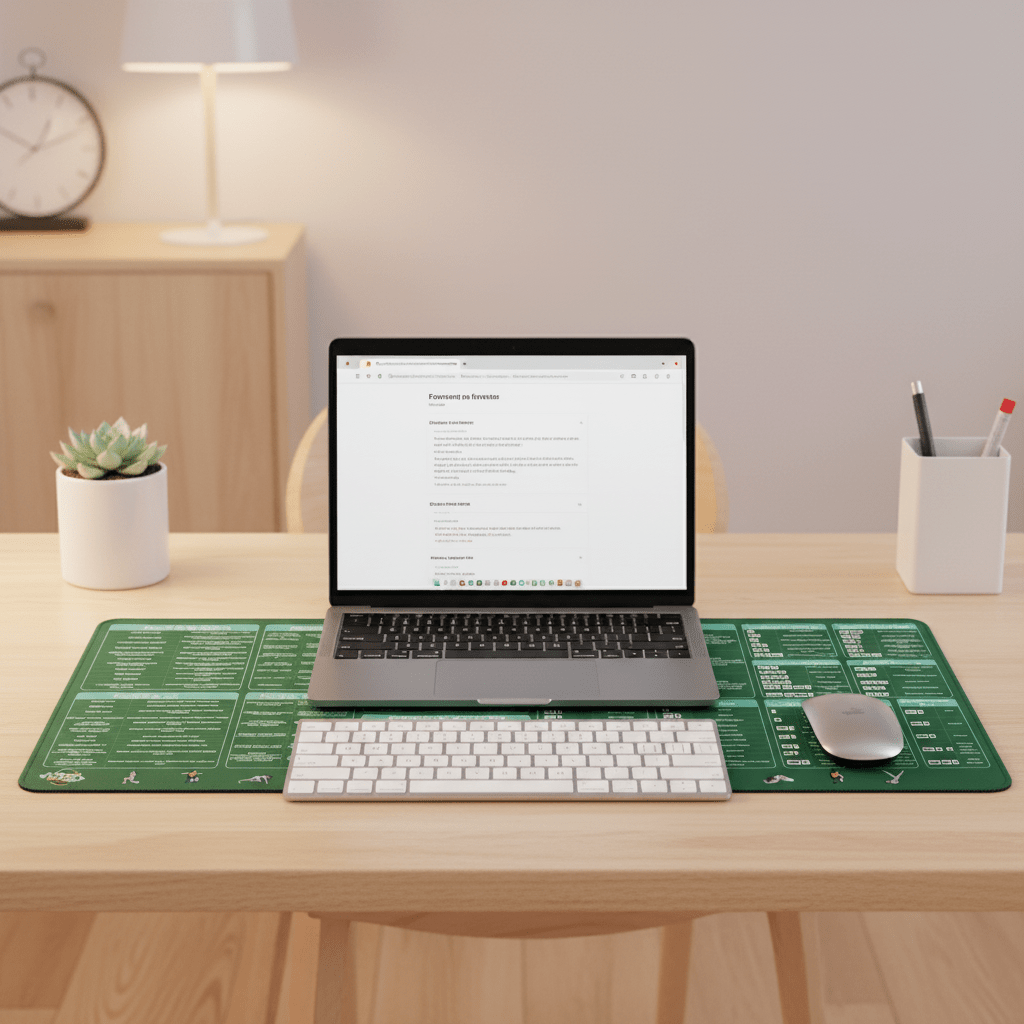 Deskmat Mousepad Excel Cu Mirela, Formule Optiuni si Scurtaturi Excel, Margini Cusute, Dimensiuni 800mm X 300MM - Excel cu Mirela Store