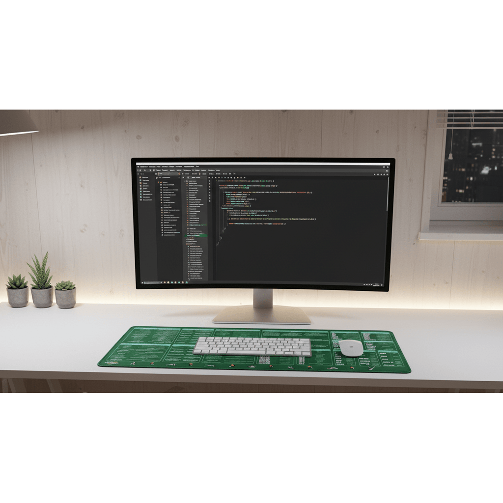 Deskmat Mousepad Excel Cu Mirela, Formule Optiuni si Scurtaturi Excel, Margini Cusute, Dimensiuni 800mm X 300MM - Excel cu Mirela Store